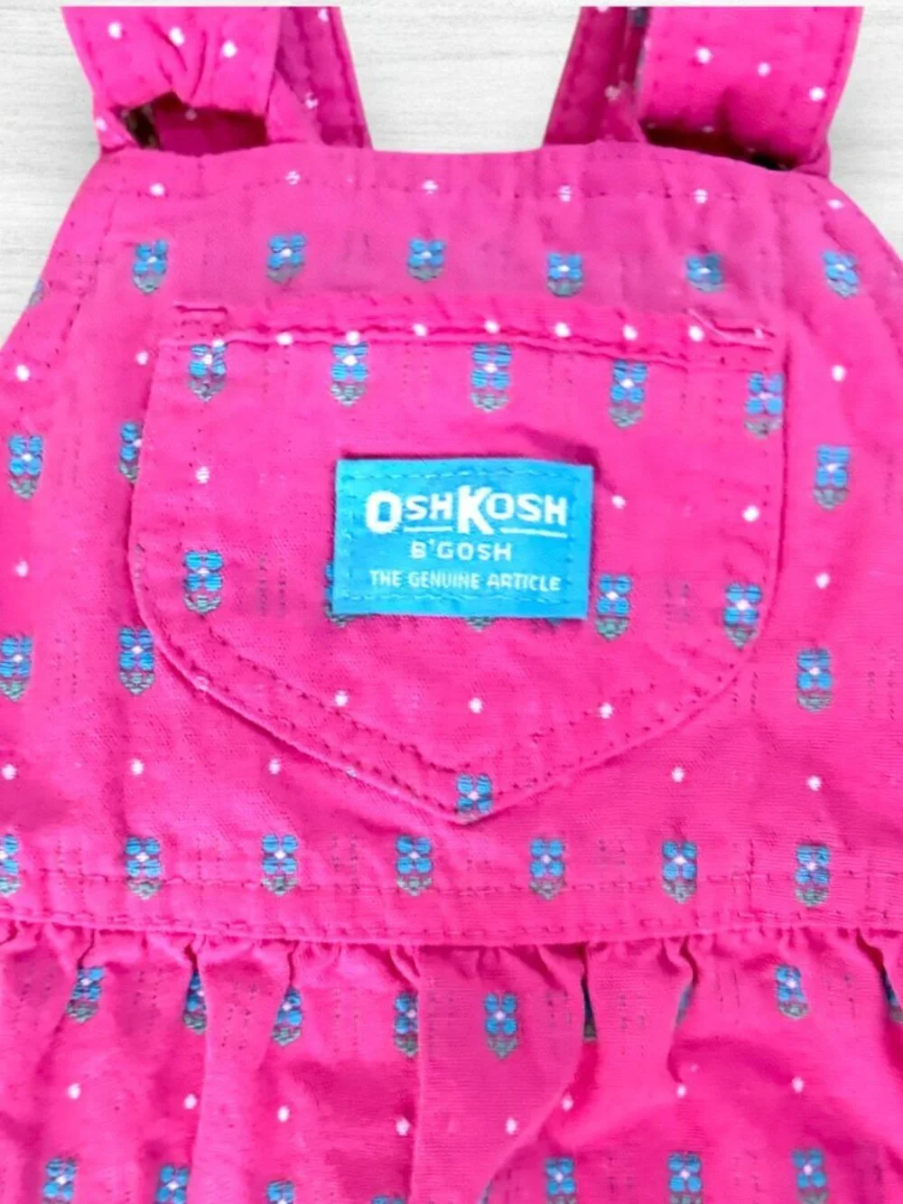 Vintage OshKosh Vestpak 90s Pink Floral Overall Jumper Dress Girls 4 USA Bow